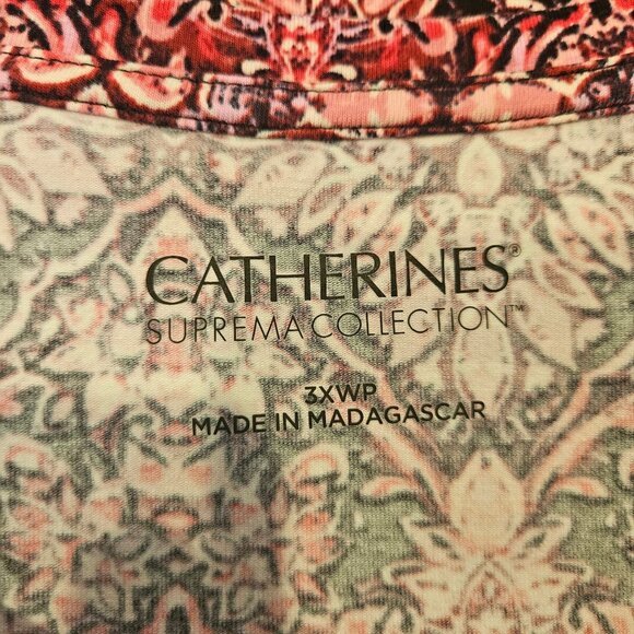 Catherines 3XWP Top Pink Black Geometric Print Short Sleeve Tee bright colorful - Picture 3 of 9